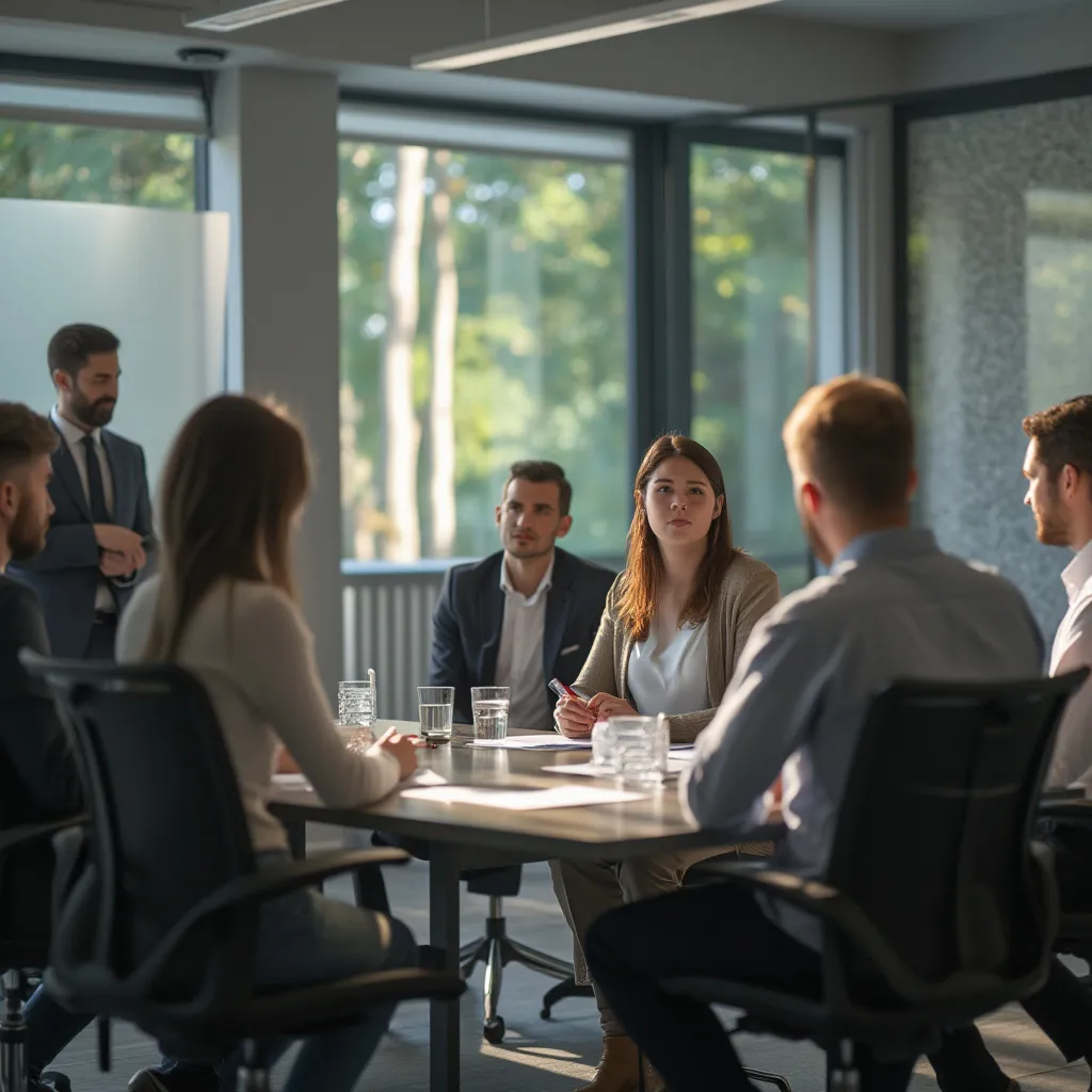 Team supporto business, assistenza clienti in ufficio